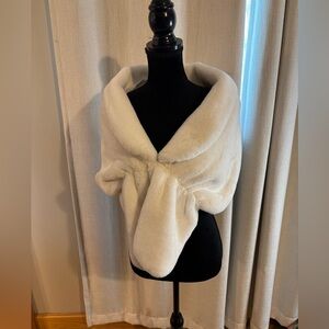 white faux fur bridal shawl or stole